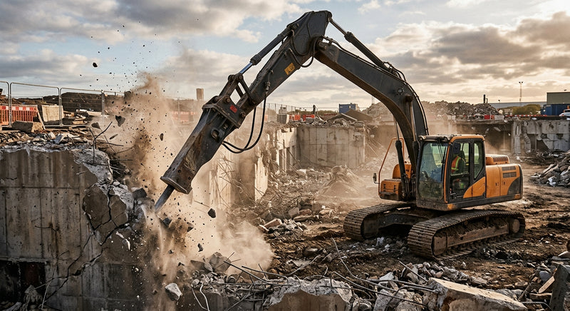 Sloopwerk met hydraulische hamer